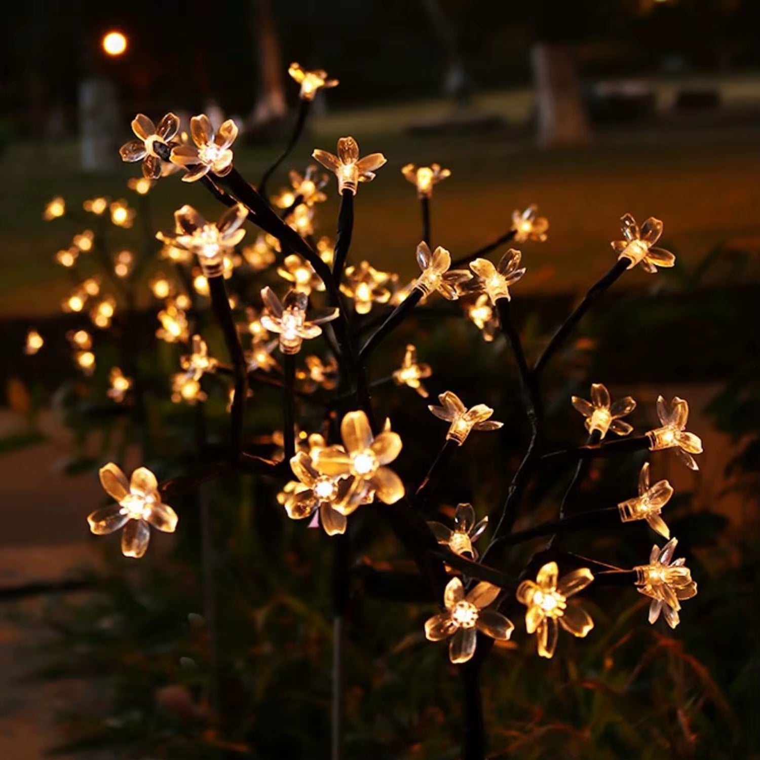 Illuminate Your Garden with 1 PC Solar Flower Pathway Lights - 8 Modes Sakura Tree Lighting for a Stunning Outdoor Experience